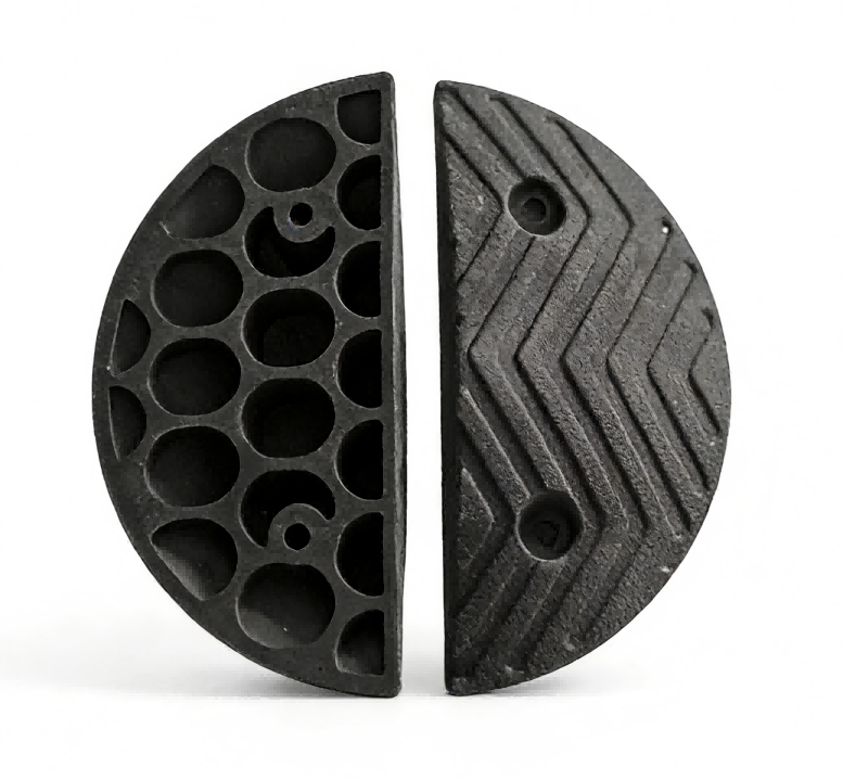 Chevron Pattern Rubber Speed Bump - End Caps Detail
